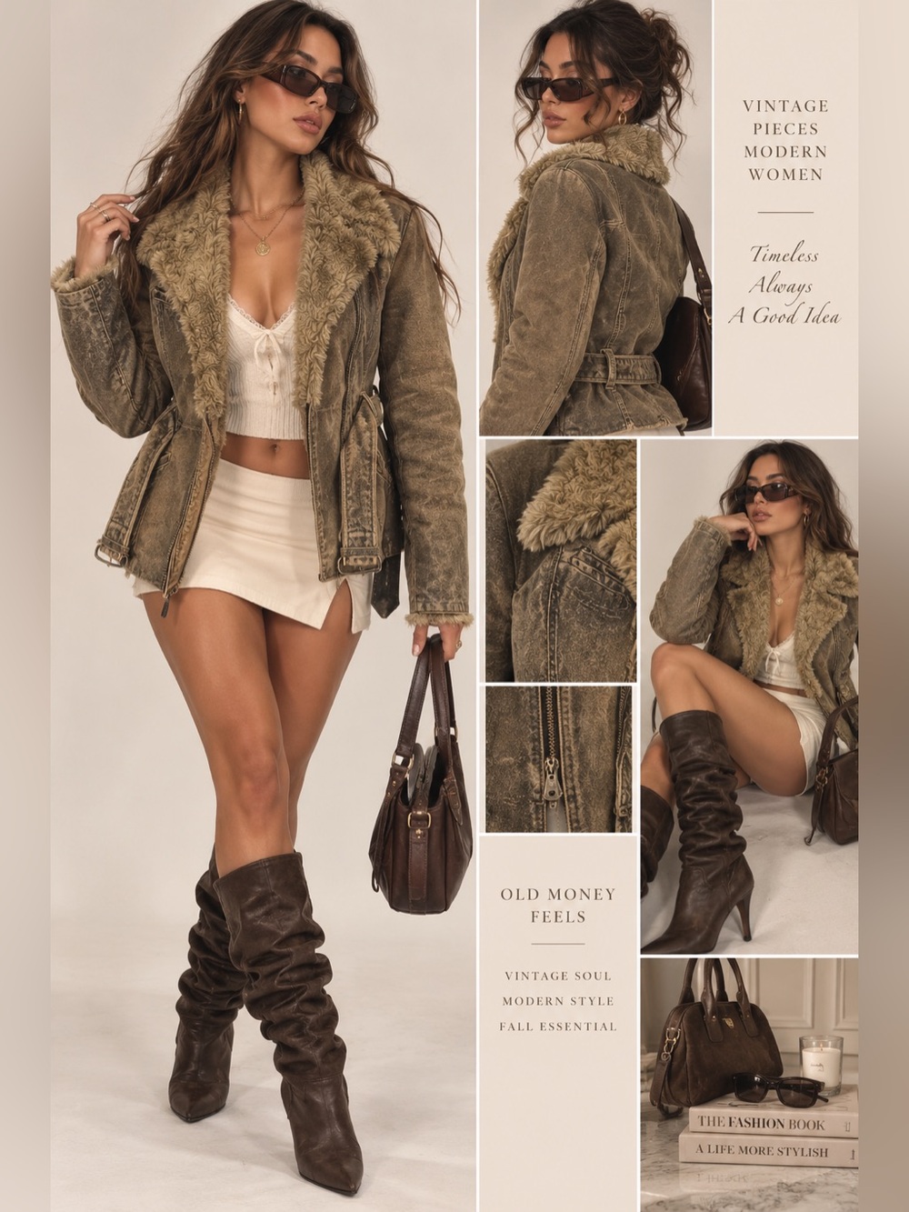 Genuine Leather Shearling Trim Suede Jacket - Penny Lane